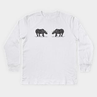 Rhinos in Love - cool animal ink art design - on white Kids Long Sleeve T-Shirt